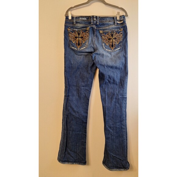 J & COMPANY BEVERLY LOW RISE BOOTCUT EMBROIDERED Y2K DENIM JEANS WOMEN SIZE 29 - Picture 2 of 7
